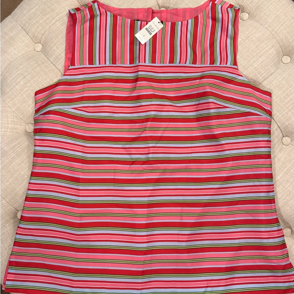 Talbots Multicolor Striped Sleeveless Blouse - Pink, Red, Green, Light Blue